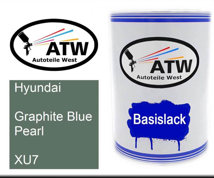 Hyundai, Graphite Blue Pearl, XU7: 500ml Lackdose, von ATW Autoteile West.